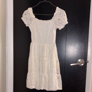 Monteau White Floral Laced Textured Dress